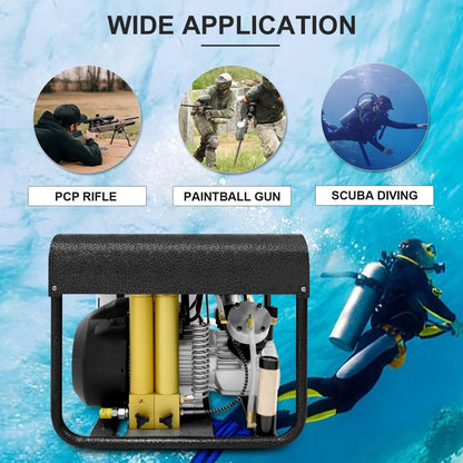TUXING 4500Psi PCP Compressor,Built-in Water and Fan Cooling System,Two Stage Filtration Filter,Auto Stop for Paintball Air Rifle Diving Scuba Tank