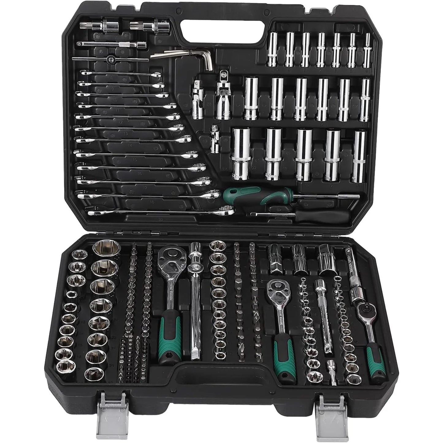 AOILE 216-Piece SAE & Metric Mechanics Tool Set with Socket Wrench Kit in Storage Case