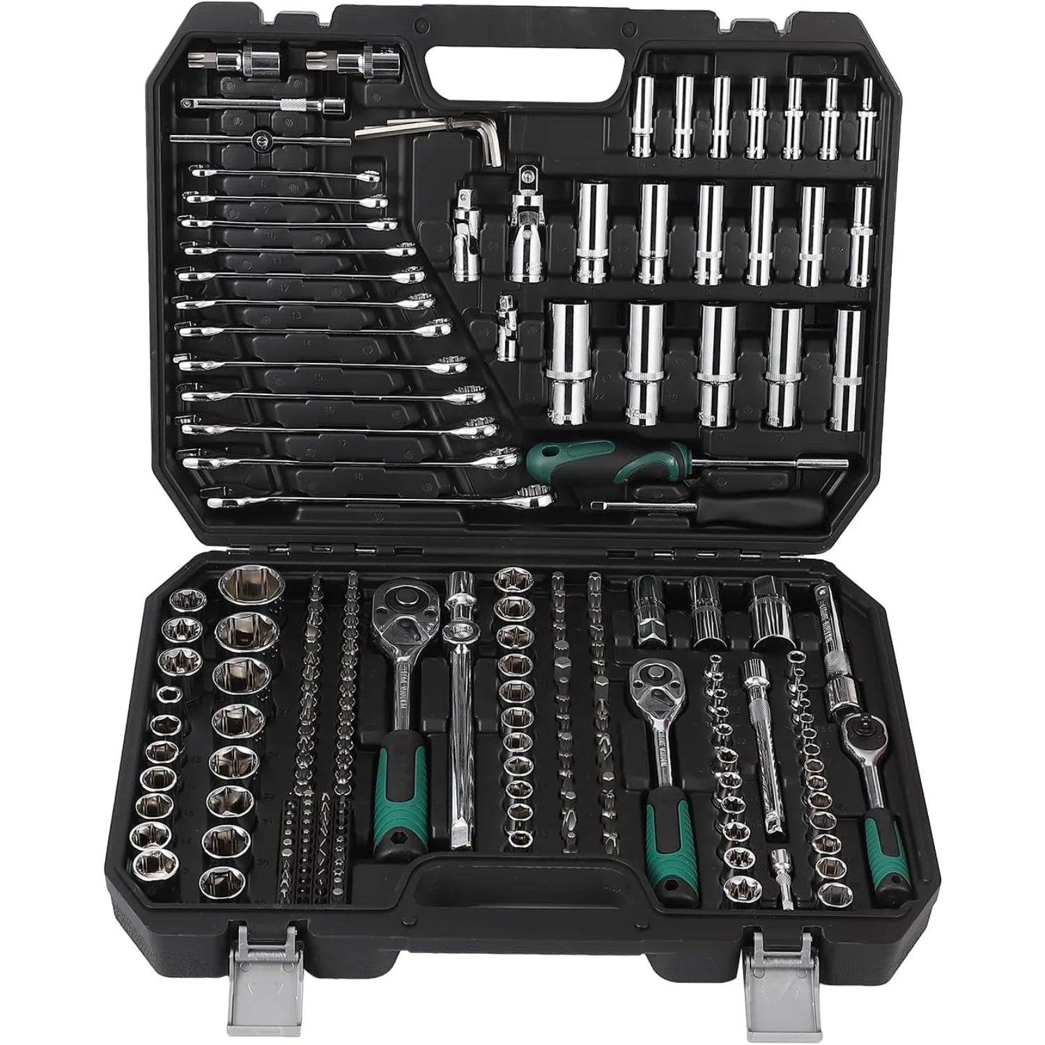 AOILE 216-Piece SAE & Metric Mechanics Tool Set with Socket Wrench Kit in Storage Case