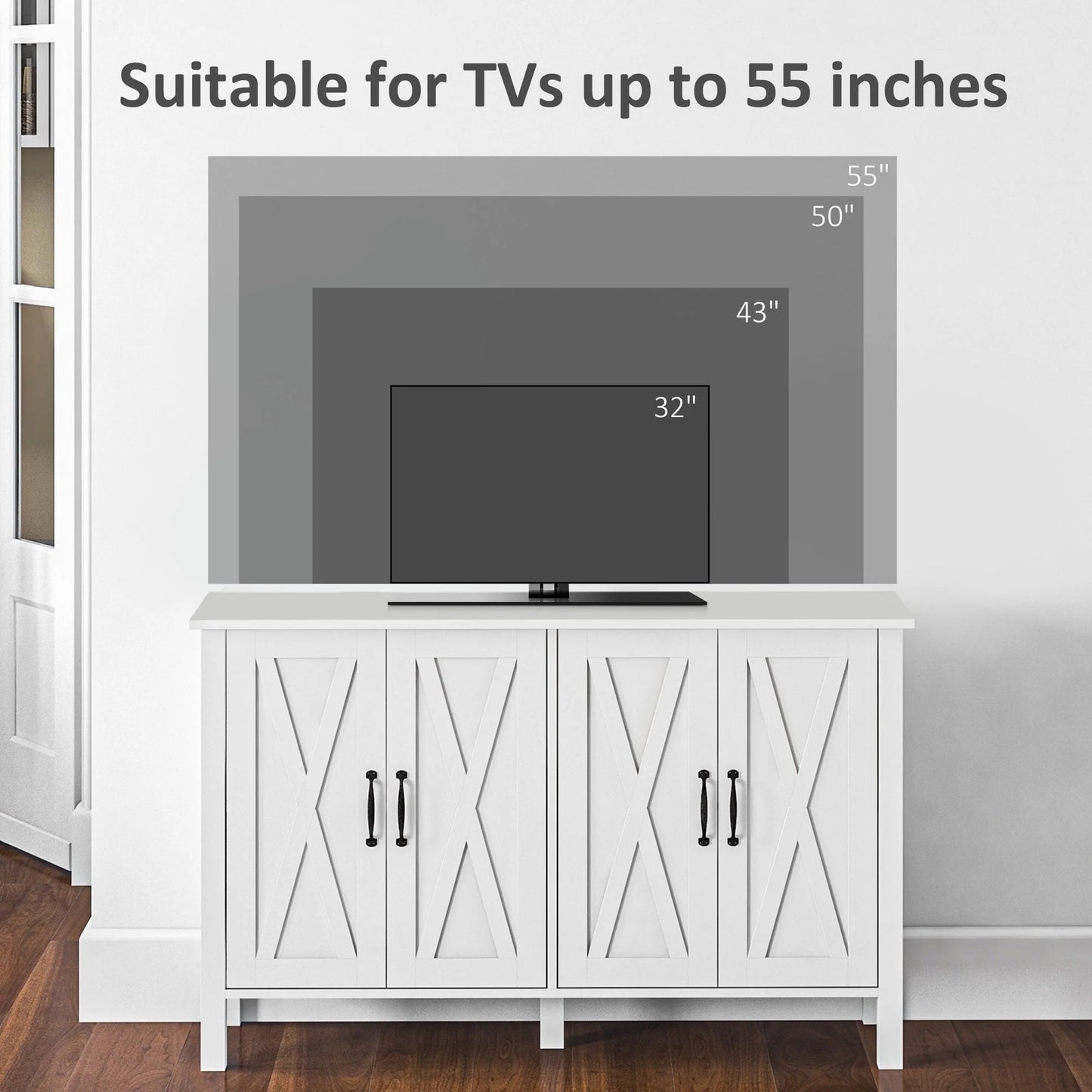 HOMCOM Buffet Sideboard, Coffee Bar Cabinet with Storage, White