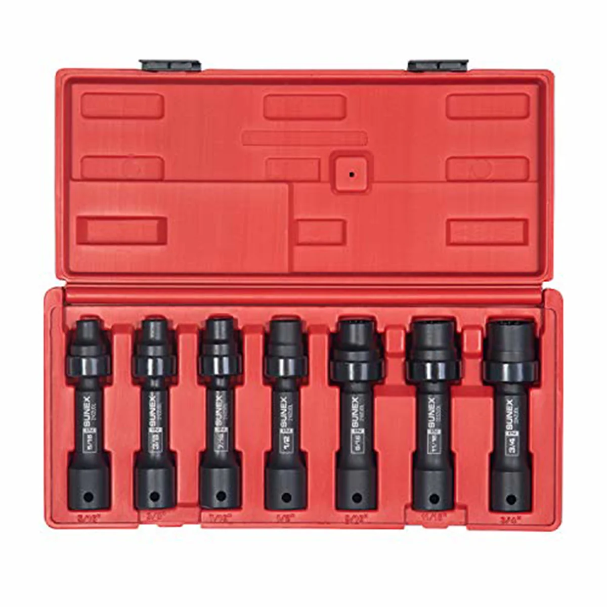 Sunex Tools 7 Piece 1/2in Drive 12 Point Socket Set with Portable organizer Tray Keeps