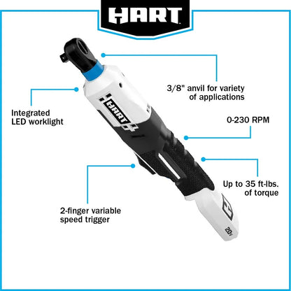 HART 20-Volt 3/8-inch Battery-Powered Ratchet Kit, (1) 1.5Ah Lithium-Ion Battery