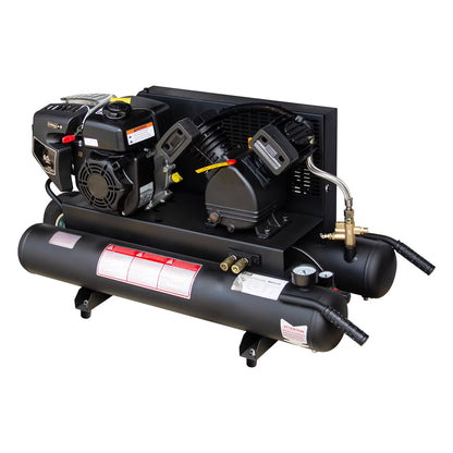 Horizontal 6.5 HP 9 Gal Gas-Powered Portable Air Compressor Double Tank 125 PSI 12 CFM
