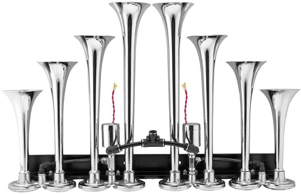 Vixen Horns OCTOPOD Train Horn Kit for Trucks/Car/Semi. Complete Onboard System- 200psi Air Compressor, 3 Gallon Tank, 8 Trumpets. Super Loud dB. Fits Vehicles like Pickup/Jeep/RV 12v VXO8330/8124XC