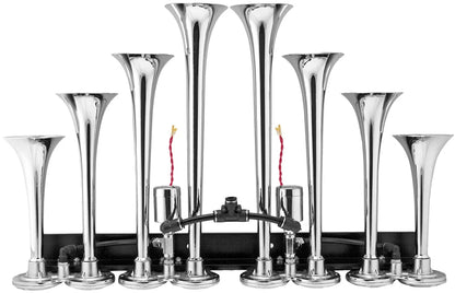 Vixen Horns OCTOPOD Train Horn Kit for Trucks/Car/Semi. Complete Onboard System- 200psi Air Compressor, 3 Gallon Tank, 8 Trumpets. Super Loud dB. Fits Vehicles like Pickup/Jeep/RV 12v VXO8330/8124XC
