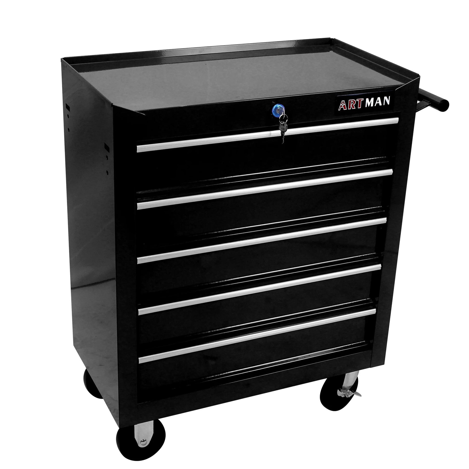 Witaxima 5-Drawer Tool Chest with Wheels & Lock, 24.25x12.99x29.33in Black Metal Tool Storage Cabinet for Garage Workshop, Heavy-Duty Rolling Tool Cart