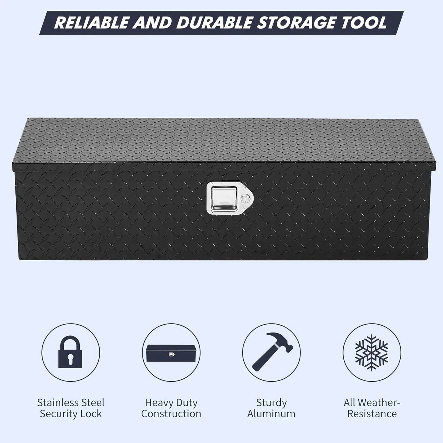 Mescukay 48" Aluminum Truck Tool Box for Pickup Truck Bed RV Toolbox, Heavy Duty Tool Storage Box, Waterproof Storage Organizer Chest with Handle and Lock, 48"x15"x15"
