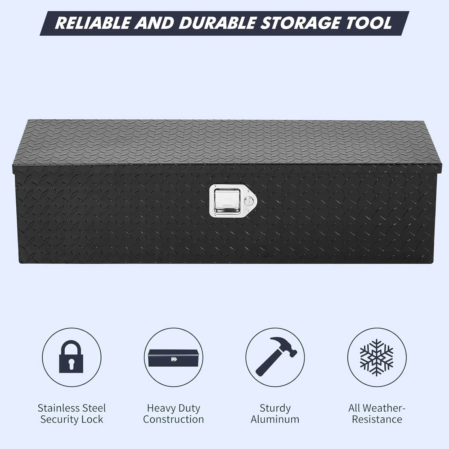 Mescukay 48" Aluminum Truck Tool Box for Pickup Truck Bed RV Toolbox, Heavy Duty Tool Storage Box, Waterproof Storage Organizer Chest with Handle and Lock, 48"x15"x15"