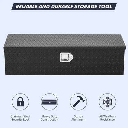 Mescukay 48" Aluminum Truck Tool Box for Pickup Truck Bed RV Toolbox, Heavy Duty Tool Storage Box, Waterproof Storage Organizer Chest with Handle and Lock, 48"x15"x15"