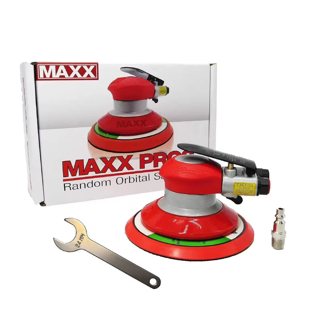 MAXX PROS Random Orbital Sander - Pneumatic Palm Sander - 6? x 3/16? Diam. Orbit - Hook and Loop Pad