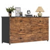 Black Double Dresser with 6 Drawers for Bedroom, Wood Large Chest of Drawers Storage Tower Clothes Organizer