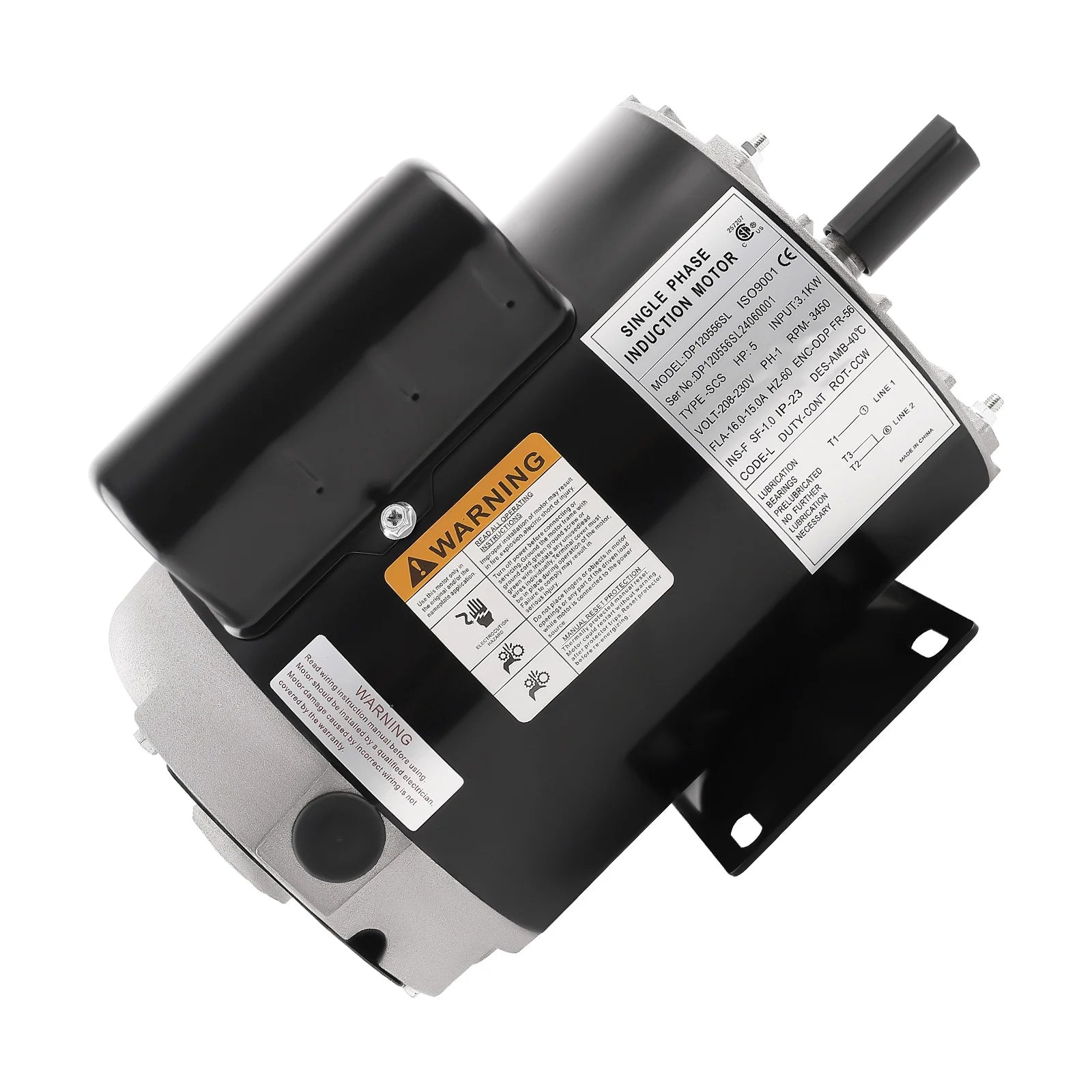 maXpeedingrods 5HP SPL Air Compressor Electric Motor, 56 Frame 3450RPM, 230V 15.0Amps Voltage, 5/8" Keyed Shaft, CCW Rotation, 1.88" Shaft Length for Air Compressors