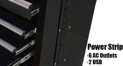 Rolling Tool Chest Extra-Deep 46In 9-Drawers, Mobile Tool Storage Cabinet/Work Bench with Wooden Top/Power Strip, Equipped with Casters, Handle, Liner, and Locking System, 1200 lbs Capacity
