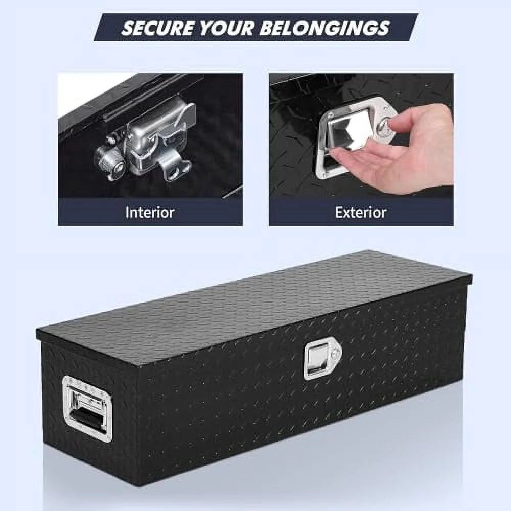 Aluminum Diamond Plate Tool Box 13x13x30 Inch, Heavy Duty Truck Toolbox with Sliding Shelf, Waterproof Truck Storage Organizer Chest for Pick Up Truck RV Trailer with Lock & Keys