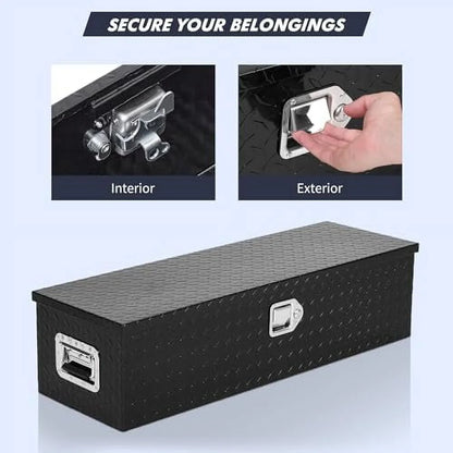 Aluminum Diamond Plate Tool Box 13x13x30 Inch, Heavy Duty Truck Toolbox with Sliding Shelf, Waterproof Truck Storage Organizer Chest for Pick Up Truck RV Trailer with Lock & Keys
