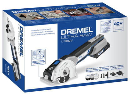 Dremel US20V-01 - 20V Max Cordless Ultra-Saw 1 Battery Tool Kit, (3) Cutting Wheels & Storage Bag, Ideal for Flush Cutting, Plunge Cutting and Surface Preparation