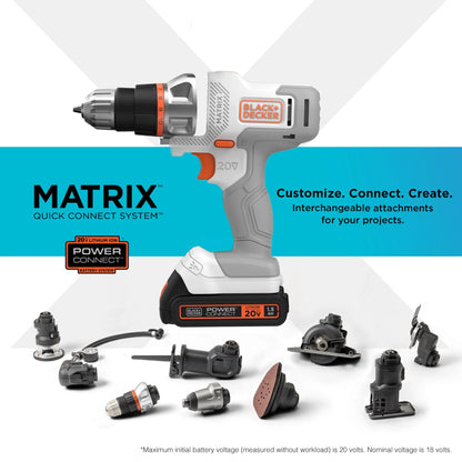 BLACK+DECKER 20V MAX* Matrix Cordless Combo Kit, 6-Tool, White And Orange, (BDCDMT1206KITWC)
