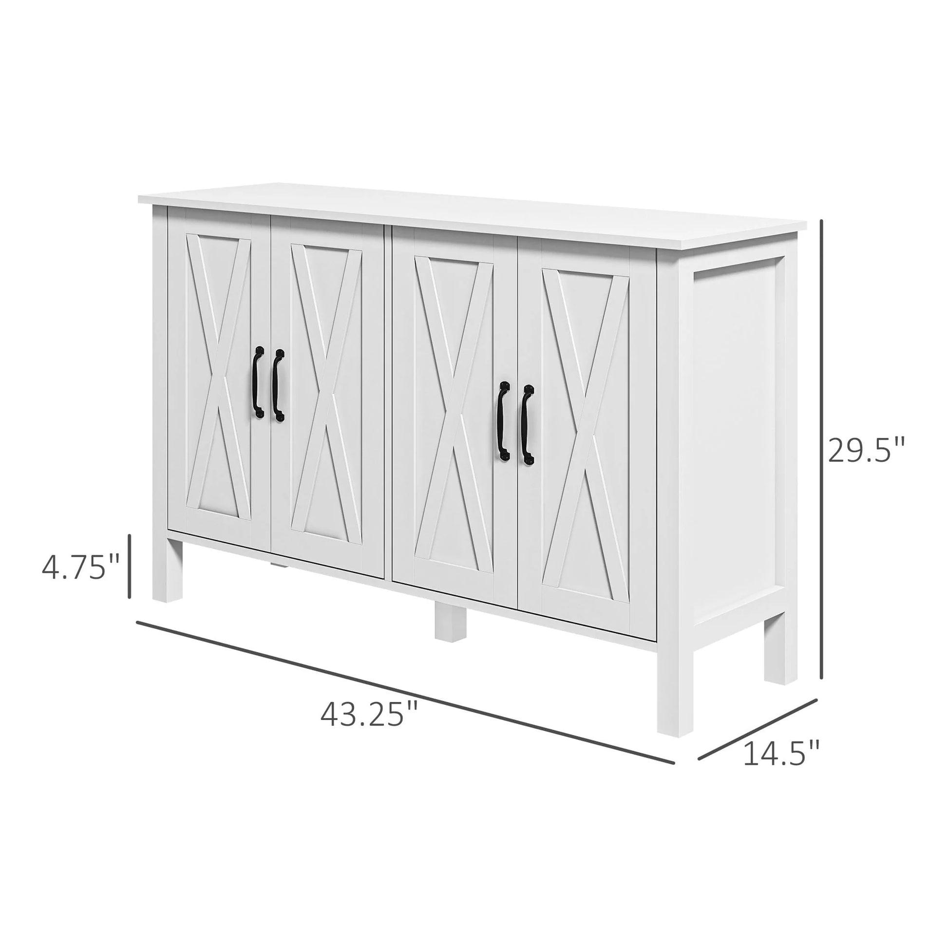 HOMCOM Buffet Sideboard, Coffee Bar Cabinet with Storage, White