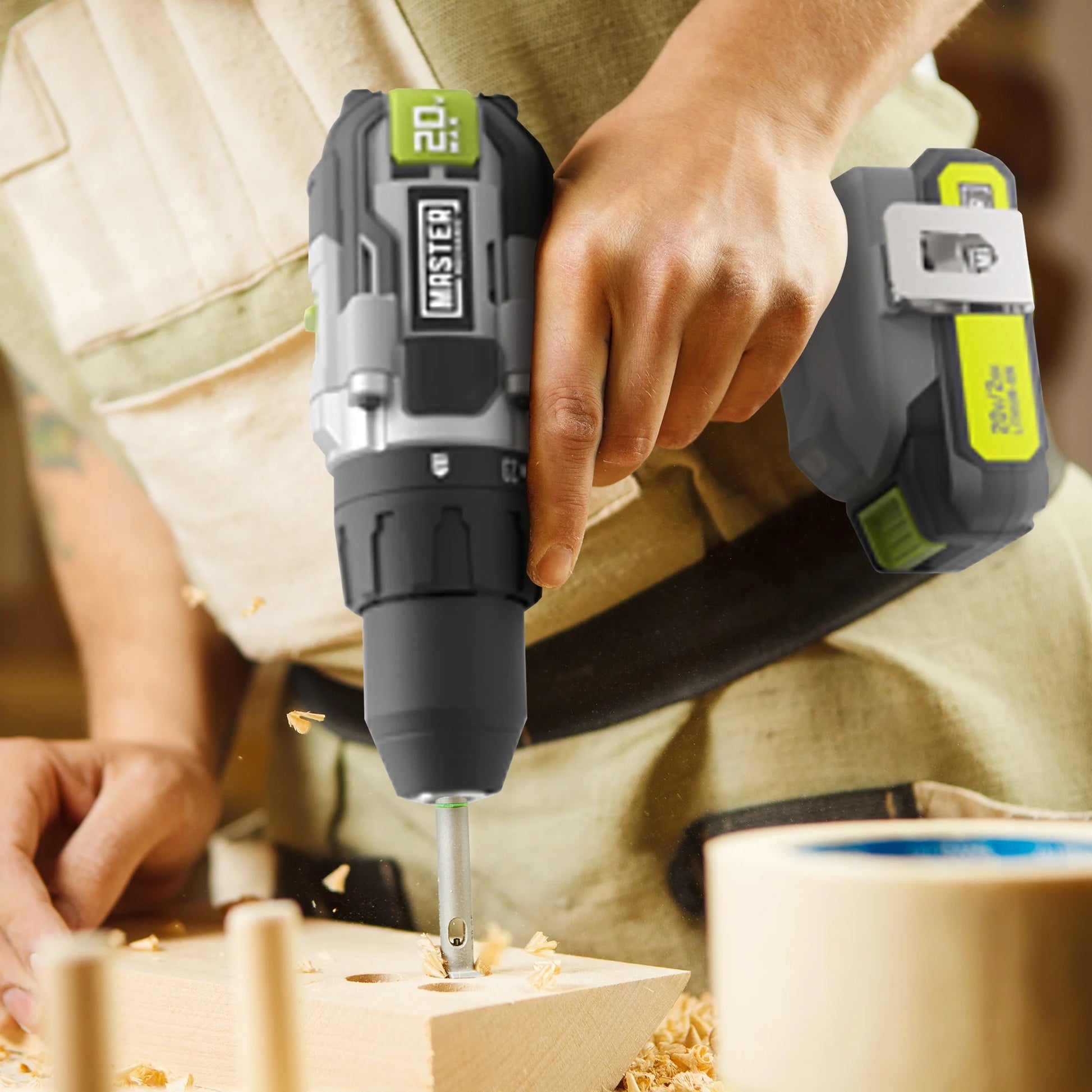Master Mechanic ML-CD168GD-200S ML-IS41GD 20-Volt Compact Cordless 2-Tool Combo Kit, 1/2-In. Drill + Impact - Quantity 4