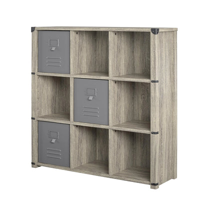 Nova 9 Cube Storage Bookcase - Grey Oak