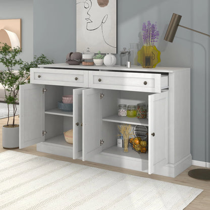 KEHOMY Kitchen Sideboard Storage Buffet Cabinet, with 2 Drawers and 4 Doors Adjustable Shelves for Dining Room, Living Room, Antique White