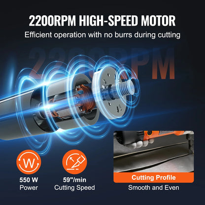 KFFKFF Sheet Metal Nibbler, 550W Powerful 2200 RPM High Speed, 360 Degree Rotation Electric Nibbler Metal Cutter, Straight Curve and Circle Cutting for Stainless Steel, Aluminum, Plastic