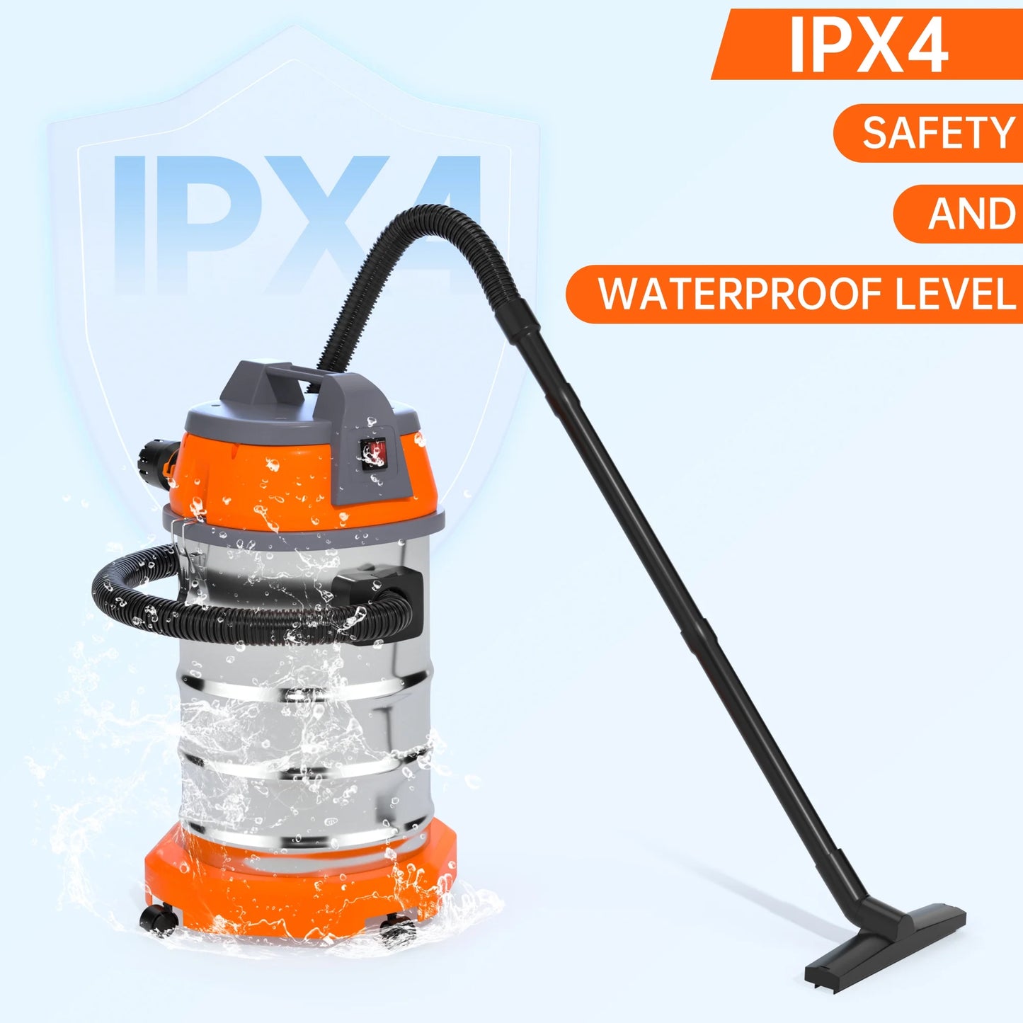 TOPTENG Wet Dry Vacuum Cleaner, 10 Gallon 3200w 8 Peak Stainless Steel Shop Vacuum Wet and Dry, with Filter and Attachments for House Garage Workshop Car