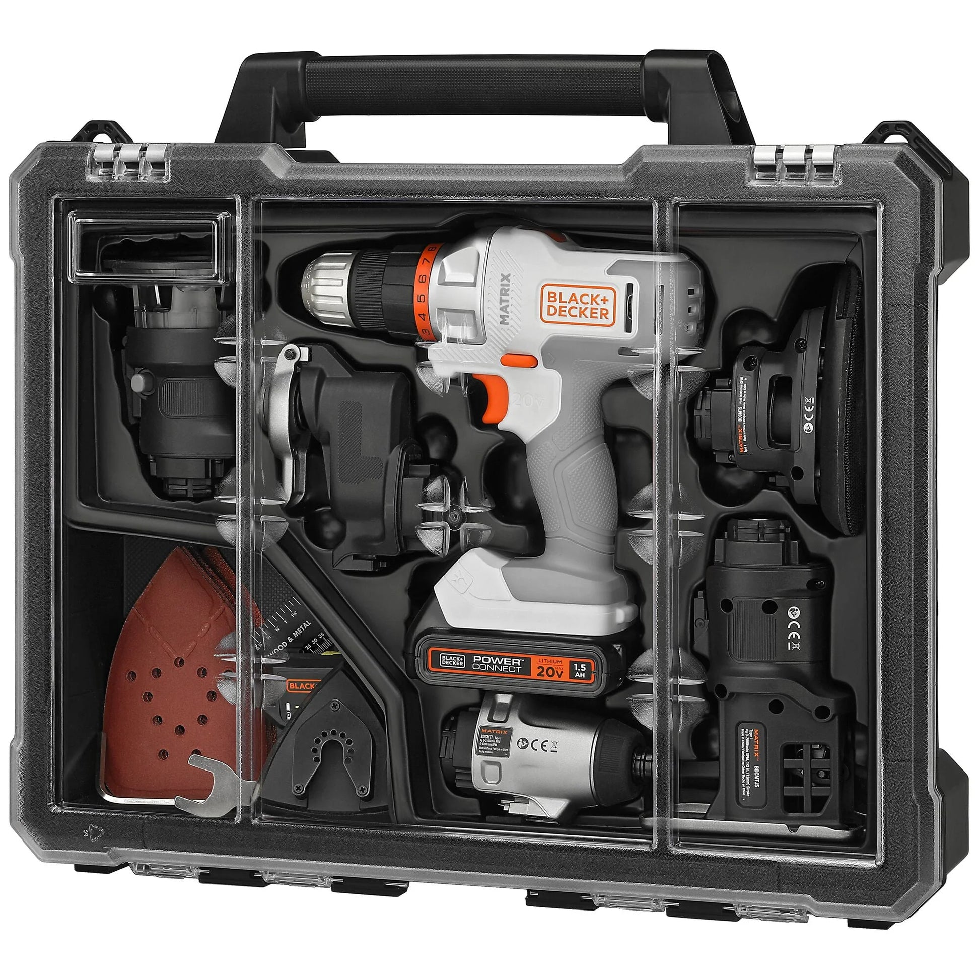 BLACK+DECKER 20V MAX* Matrix Cordless Combo Kit, 6-Tool, White And Orange, (BDCDMT1206KITWC)