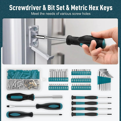 Home Tool Kit 281-PCs - General Basic Home Auto Repair Tool Kits - Complete Portable Hand Tool Sets for Women - Tool Box Set with Socket Wrench Set & Screwdriver Sets & Hex Key & Pliers