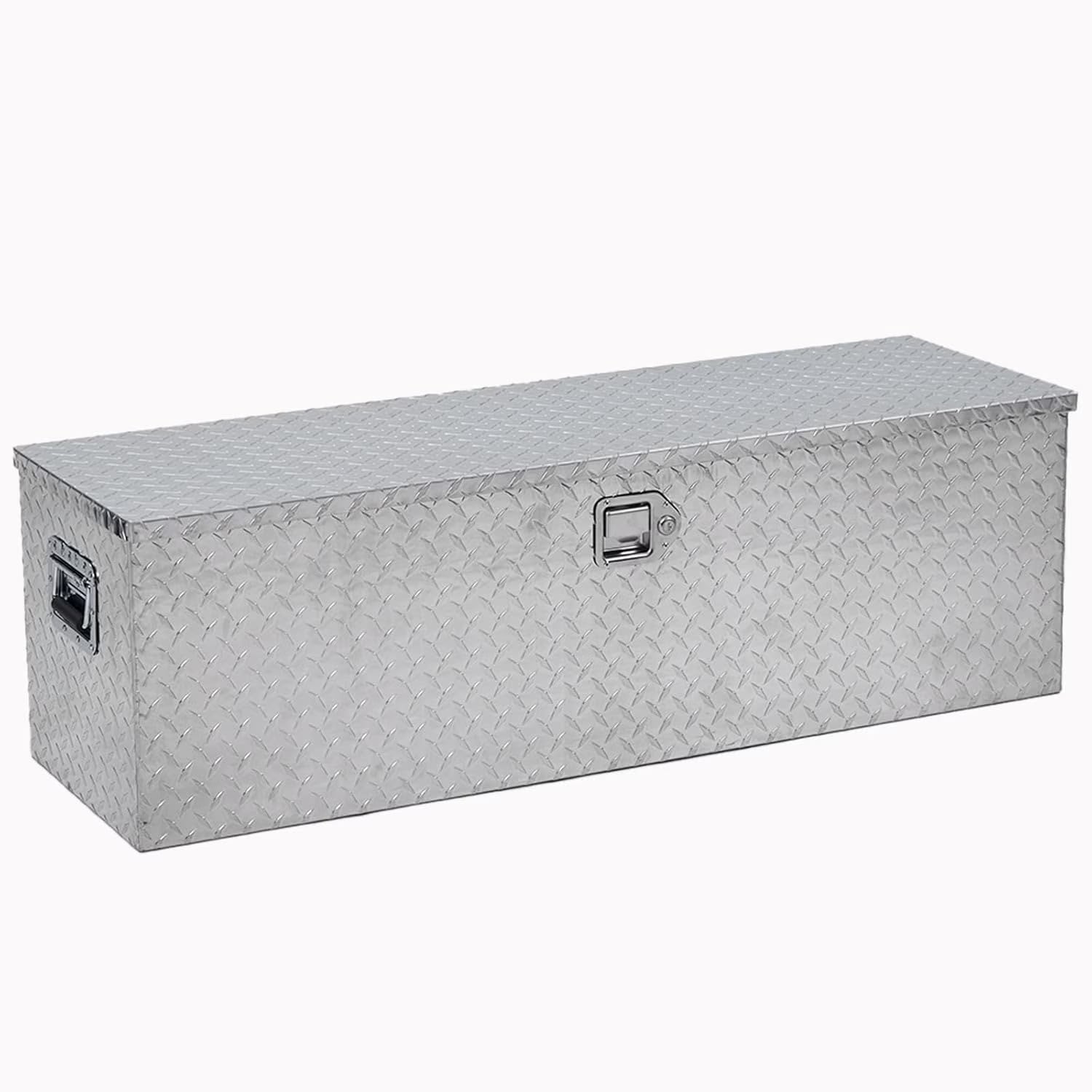 Mescukay 48" Aluminum Truck Tool Box for Pickup Truck Bed RV Toolbox, Heavy Duty Tool Storage Box, Waterproof Storage Organizer Chest with Handle and Lock, 48"x15"x15"