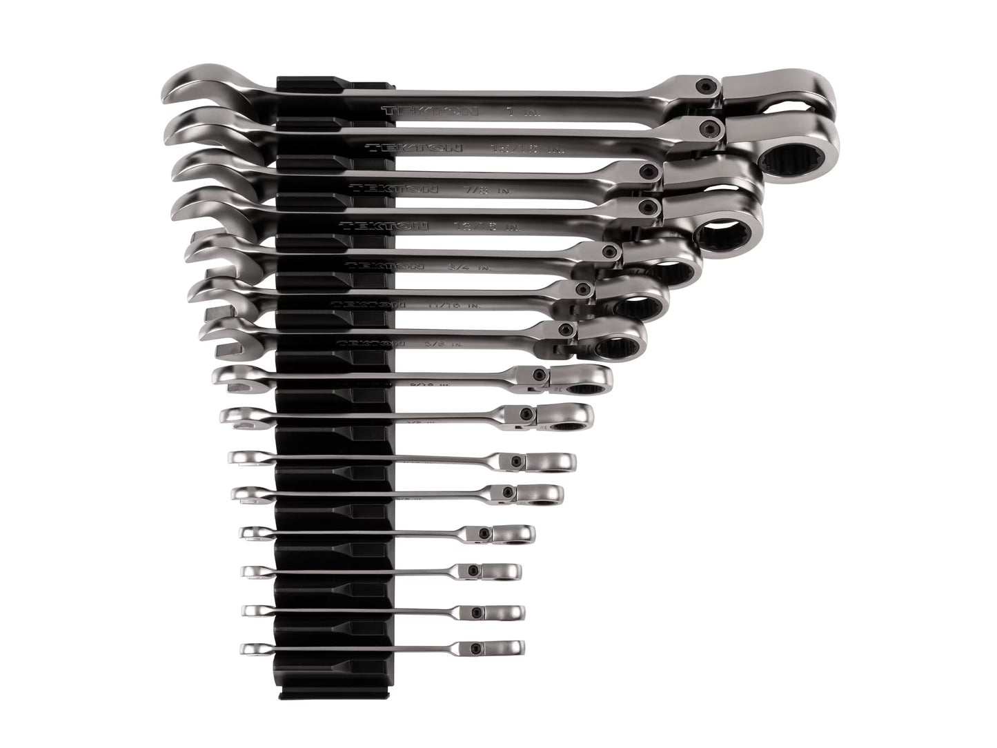 TEKTON Flex Head 12-Point Ratcheting Combination Wrench Set with Modular Wrench Organizer, 15-Piece (1/4-1 in.) | WRC95301