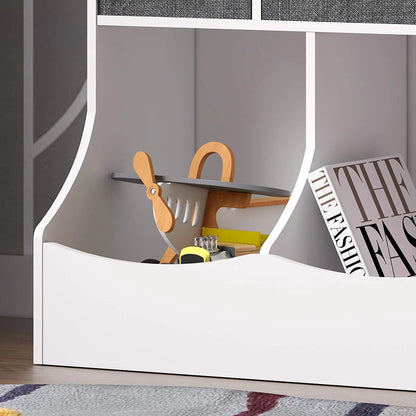 UTEX Toy Storage Organizer with Bookcase, Kid’s Bin Storage Unit with 3 Opening Shelves,White Toys Box Organizer