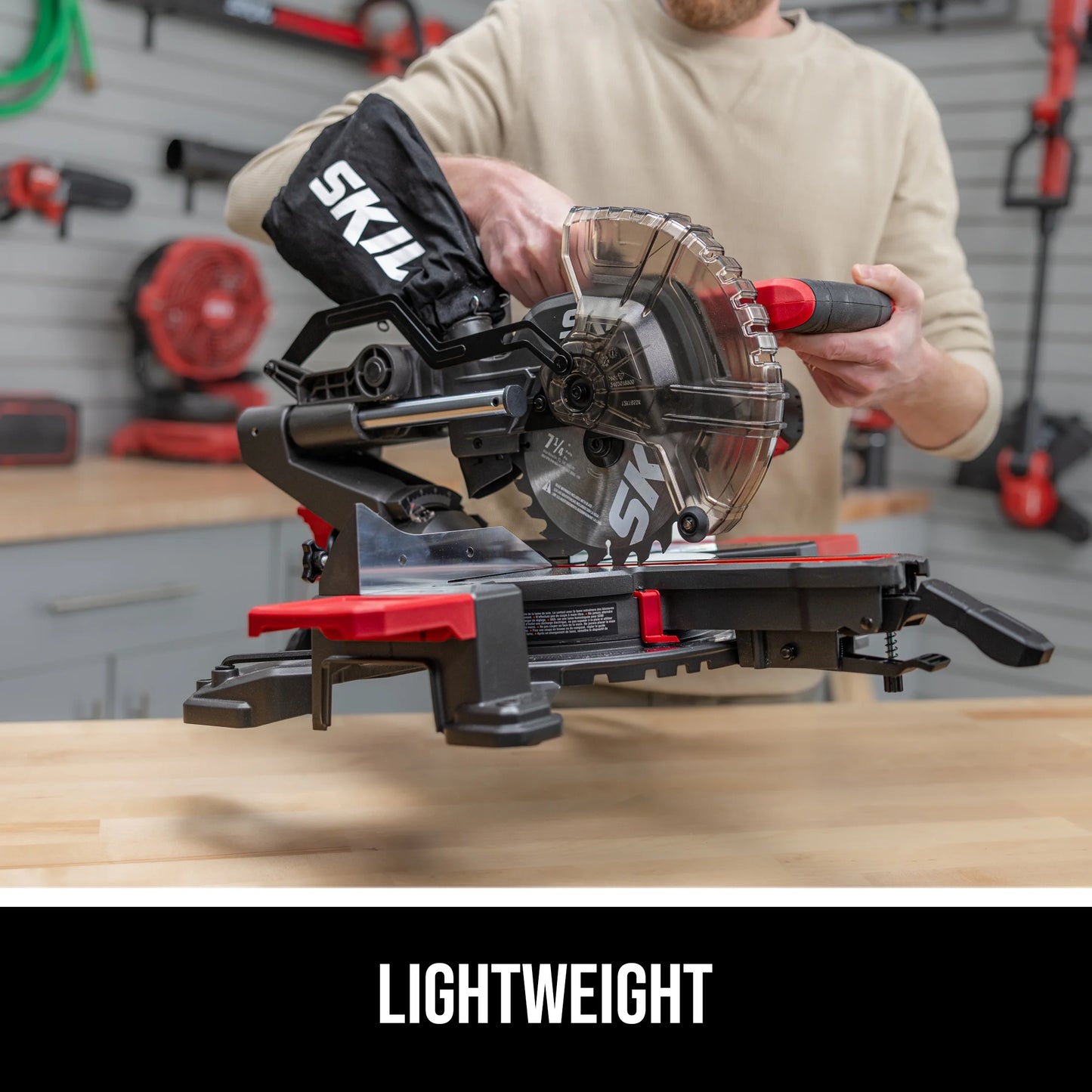 SKIL MS6316-00 10 Amp 7-1/4" Single Bevel Miter Saw with Compact Rail System & LED Shadow Line