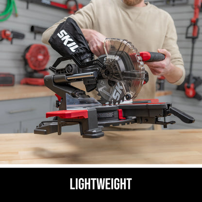 SKIL MS6316-00 10 Amp 7-1/4" Single Bevel Miter Saw with Compact Rail System & LED Shadow Line