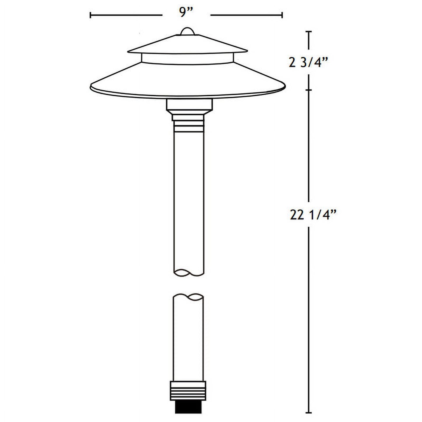 VOLT Stratum 12V Brass 2-Tier Path Light (9" Shade, 25" Tall)