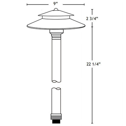 VOLT Stratum 12V Brass 2-Tier Path Light (9" Shade, 25" Tall)