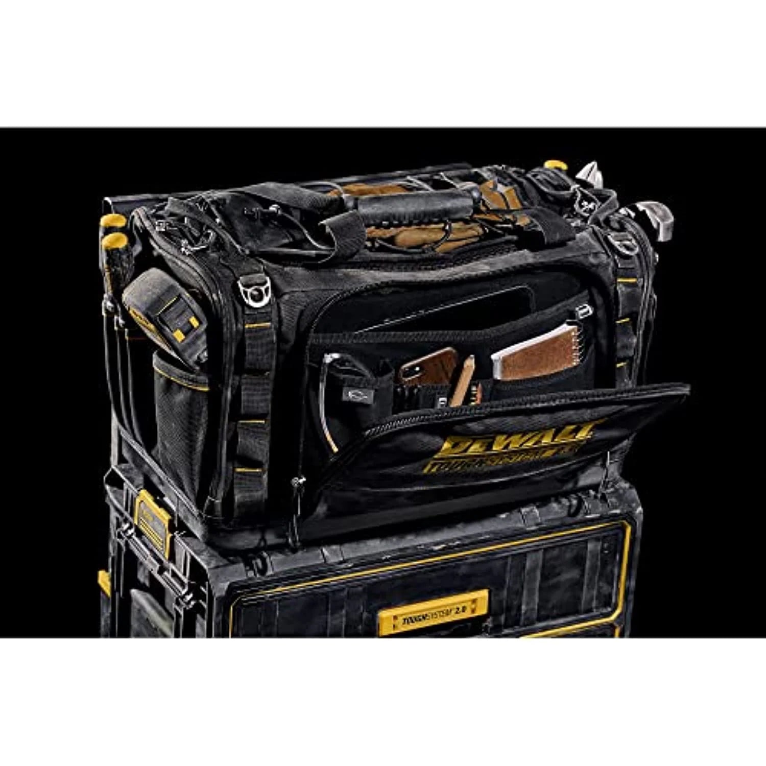 DeWalt ToughSystem 2.0 15 in. W X 13.13 in. H Ballistic Nylon Tool Bag 50 pocket Black/Yellow 1 pc