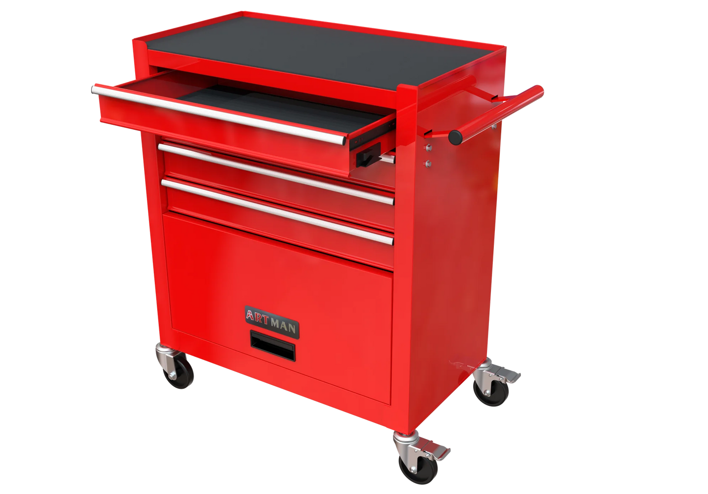 4 Drawers Rolling Tool Chest, High Capacity Tool Box with Tool Sets, Tool Chest with Lockable System and Wheels, Utility Tool Storage Cart for Workshop Mechanics Garage (Black)