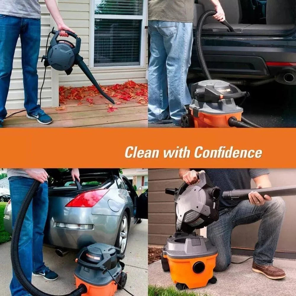 4 Gallon 6.0 Peak HP Wet/Dry Shop Vacuum with Detachable Blower, Fine Dust Filter, Locking Hose and Accessories