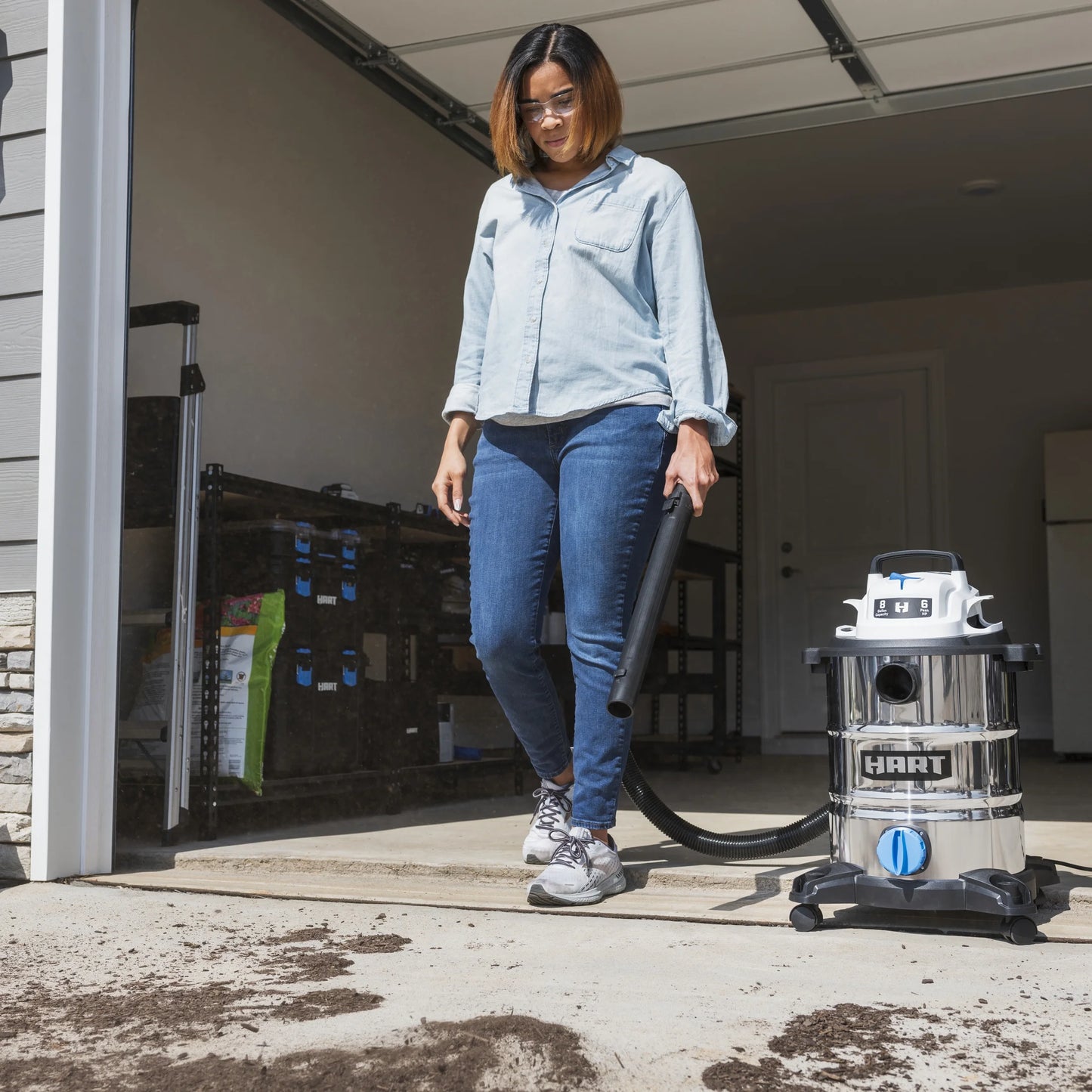 HART 8 Gallon 6 Peak HP Stainless Steel Wet/Dry Vacuum, VOC812SF 3702