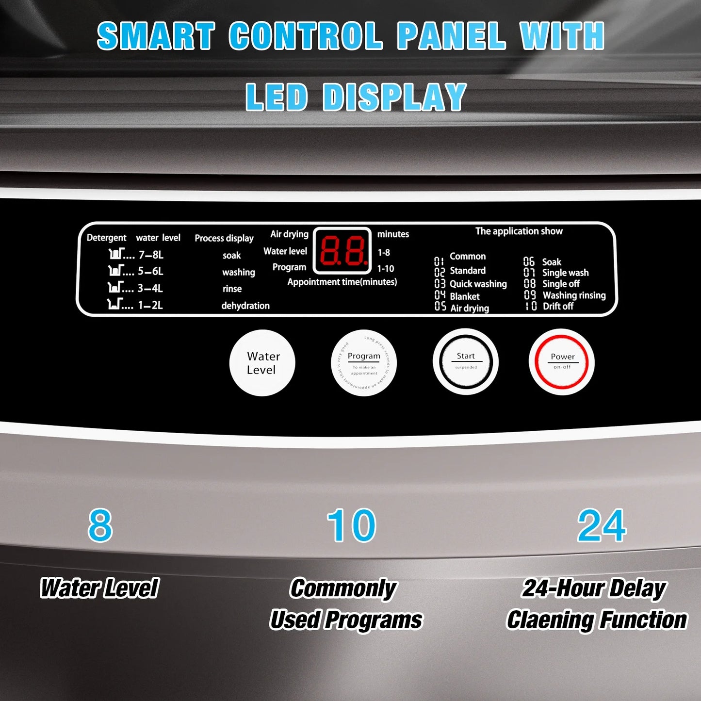 TABU Washer and Dryer Set, 17.6LBS Full Automatic Washing Machine & 8.8LBS Portable Dryer (Gray& White)