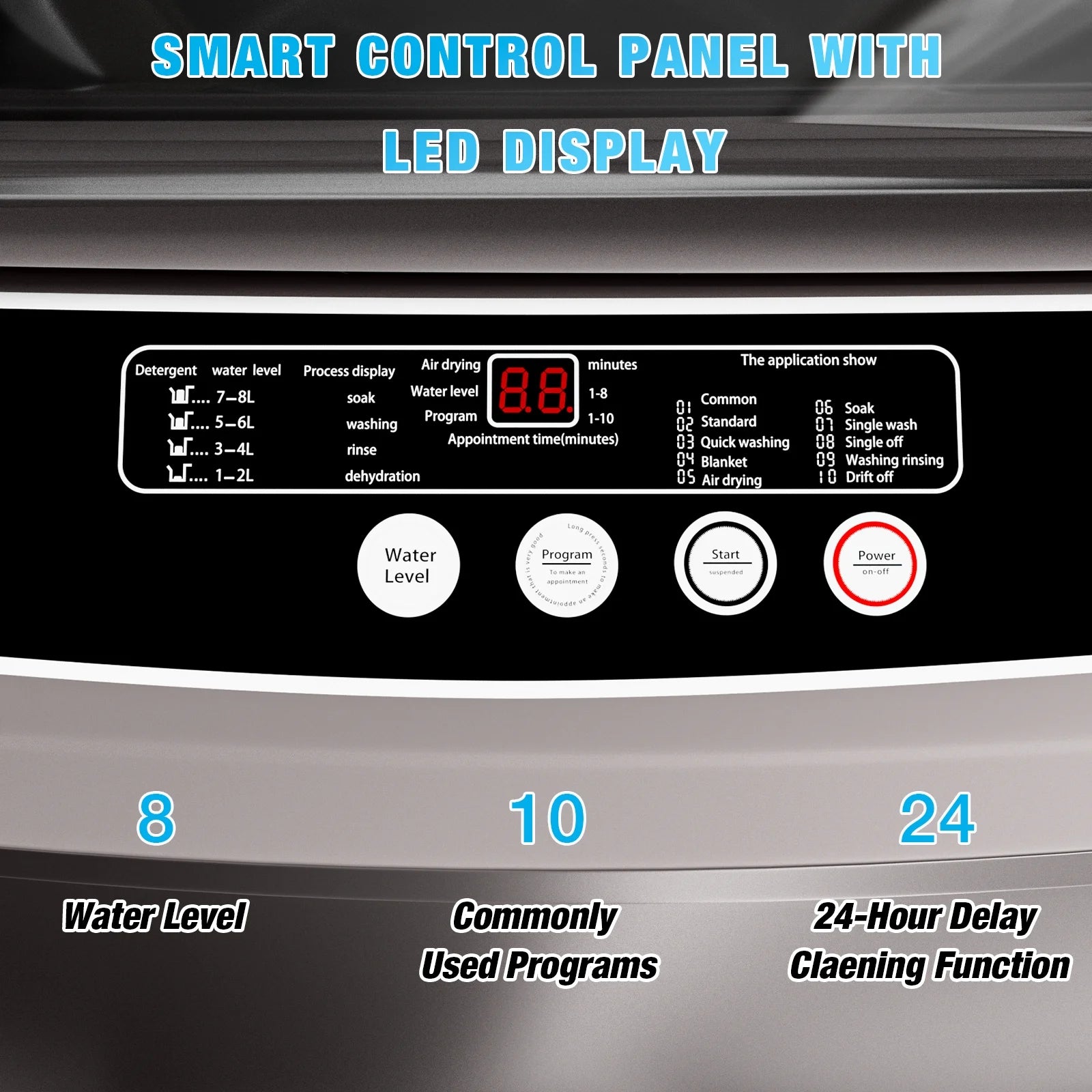 TABU Washer and Dryer Set, 17.6LBS Full Automatic Washing Machine & 8.8LBS Portable Dryer (Gray& White)