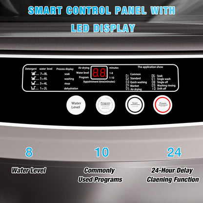 TABU Washer and Dryer Set, 17.6LBS Full Automatic Washing Machine & 8.8LBS Portable Dryer (Gray& White)