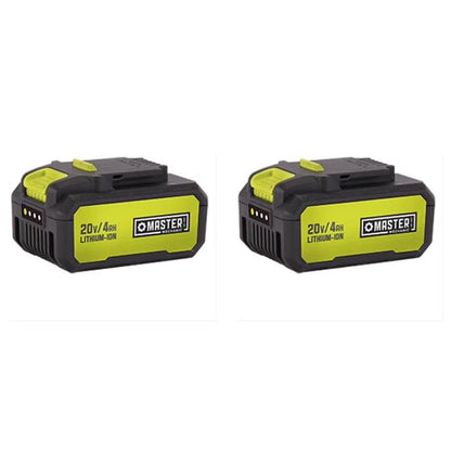 Master Mechanic 2 Pack 20V Lithium Ion Rechargeable Tool Charging Battery