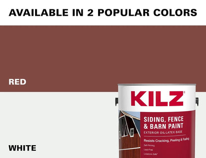 KILZ Siding, Fence, and Barn Paint, Exterior, White, 1 Gallon