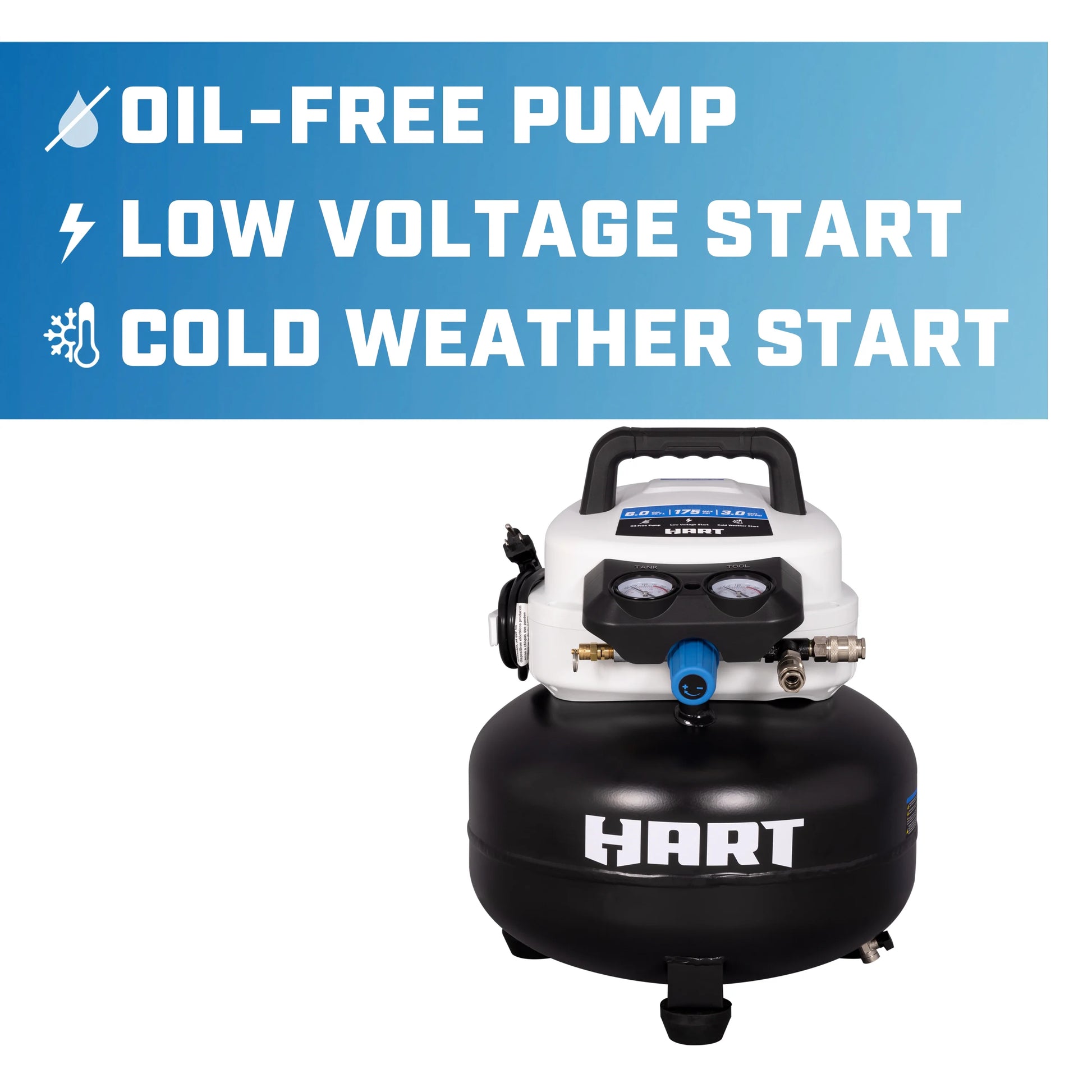 Hart 6 Gallon 1.5 HP Pancake Air Compressor
