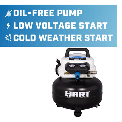 Hart 6 Gallon 1.5 HP Pancake Air Compressor