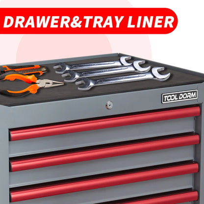 26.7inch Tool Cabinets Rolling Toolbox with 7 Drawers, Metal Tool Chest with Wheels, Gray Color, Tool Cart for Garage, Warehouse, Repair Shop, Workshop