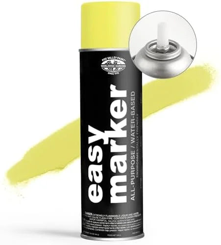 Fox Valley Easy Marker Inverted Marking Spray Paint, Yellow Fluorescent - 18 oz (Pack of 12), Upside Down Marking Paint for Grass & Tree Marking, Parking Lot, Quick Drying & Durable