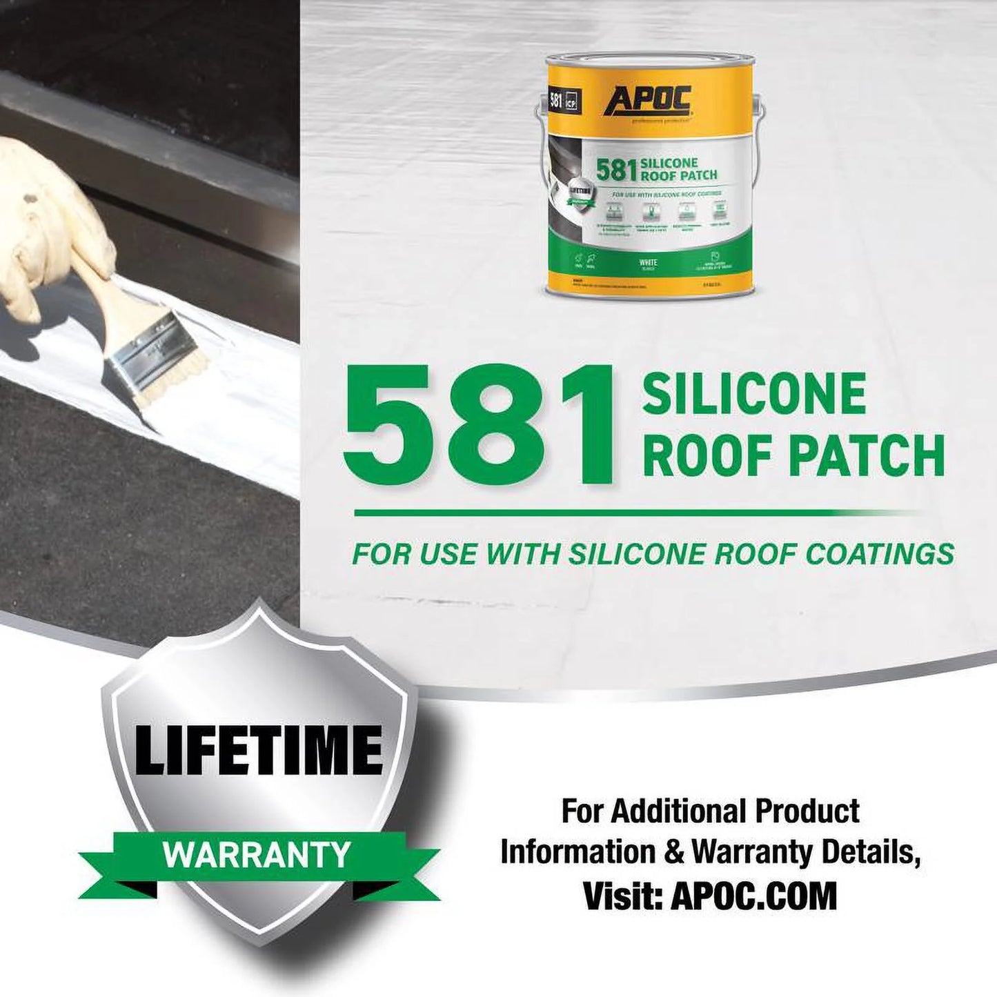 APOC 1912245 1 gal Silicone Roof Patch, Bright White - Pack of 4